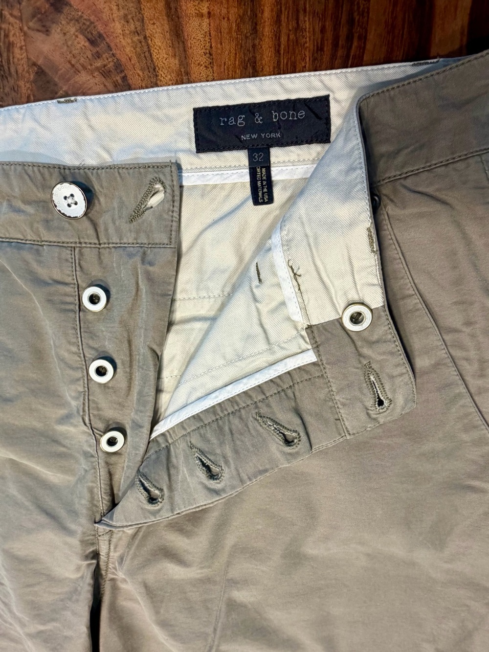 rag & bone Men's Button-Fly Chinos in Taupe